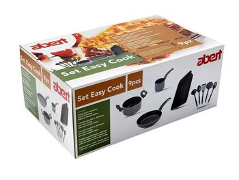EASY SET CUCINA PENTOLE ACCIAIO INOX UTENSILI NYLON NERO PEZZI 9   Alessandrelli Business Solutions