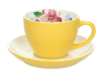 NEW MILK&COFFEE TAZZA COLAZIONE CON PIATTINO NEW BONE CHINA GIALLO 32 CL   Alessandrelli Business Solutions