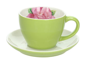 NEW MILK&COFFEE TAZZA COLAZIONE CON PIATTINO NEW BONE CHINA VERDE 32   Alessandrelli Business Solutions