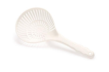 MESTOLO FORATO CUCCHIAIO SCHIUMAROLA PLASTICA BIANCO CM 39X18   Alessandrelli Business Solutions