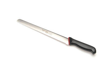 COLTELLO PANETTIERE 2 MM ACCIAIO INOX MARTENSITICO CON MANICO NERO 30 CM   Alessandrelli Business Solutions