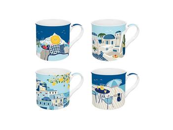SET 4 MUG 300ML PORC. SEA DREAMS   Alessandrelli Business Solutions