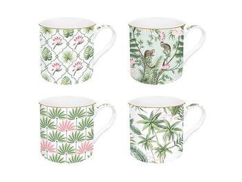 SET 4 MUG 300ML PORC. WILD TROPICAL   Alessandrelli Business Solutions