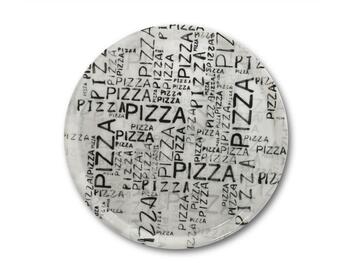 NAPOLI PIZZAITALIC PIATTO PIZZA PORCELLANA NERO SU BIANCO ROTONDO CM 31   Alessandrelli Business Solutions