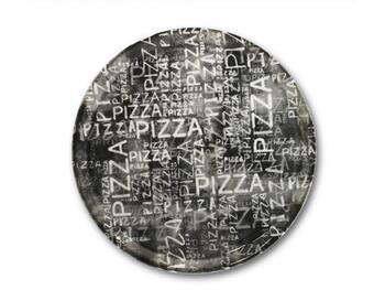 NAPOLI PIZZAITALIC PIATTO PIZZA PORCELLANA BIANCO SU NERO ROTONDO CM 31   Alessandrelli Business Solutions