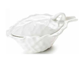 MYTHOS FOGLIA SALSIERA CON COPERCHIO 18X10 CM   Alessandrelli Business Solutions