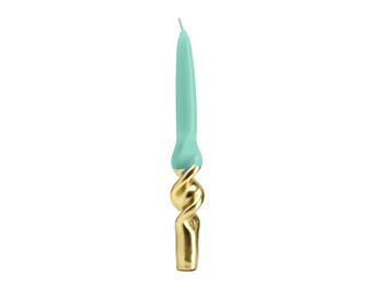 CANDLES SET 4 CURL GREEN/GOLD 3X22   Alessandrelli Business Solutions