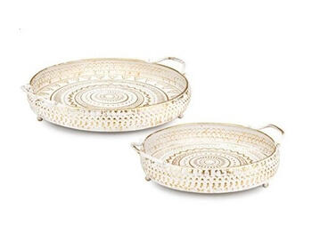 OASI SET 2 VASSOI ROTONDI  METALLO DECORATO CM 52, CM 42   Alessandrelli Business Solutions