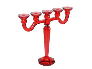 CANDELIERE 5 LUCI ROSSO H.37 VETRO   Alessandrelli Business Solutions