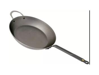 MINERAL B PADELLA LIONESE ACCIAIO PESANTE CON RIVETTI RINFORZATI 1 MANICO CM 32   Alessandrelli Business Solutions