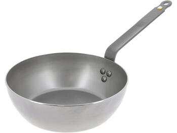 MINERAL B PADELLA LIONESE TONDA PROFONDA ACCIAIO PESANTE CON RIVETTI RINFORZATI 1 MANICO CM 24   Alessandrelli Business Solutions