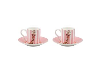 SET 2 ESPRESSO CUP AND SAUCER GIRAF   Alessandrelli Business Solutions