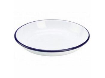 PIATTO FONDO SMALTATO BIANCO BORDO BLU 20   Alessandrelli Business Solutions