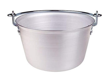 PAIOLO ALLUMINIO PER POLENTA CON MANICO AD ARCO IN FERRO CM 56 L 60   Alessandrelli Business Solutions