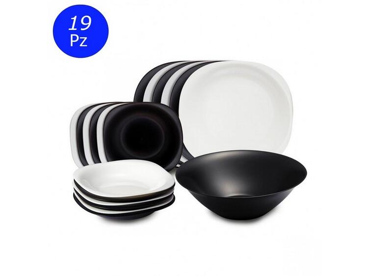 CARINE SERVIZIO PIATTI WHITE/BLACK PEZZI 19 