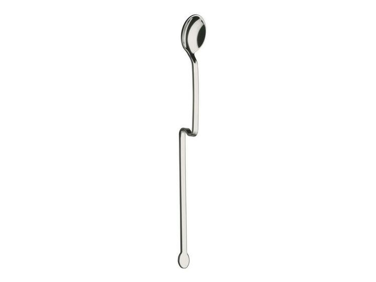 RIFLESSO SATINATO CUCCHIAINO BIBITA CON PIEGA FINITURA ACCIAIO INOX 18/10 18,5 CM PEZZI 6 