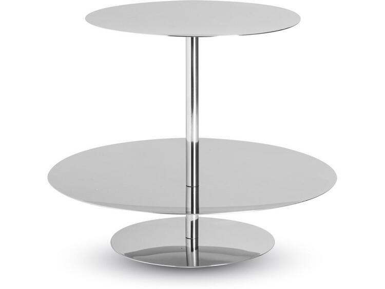 ALZATA PASTICCERIA 2 PIANI ACCIAIO INOX 18/10 12-16 CM H 17 CM 