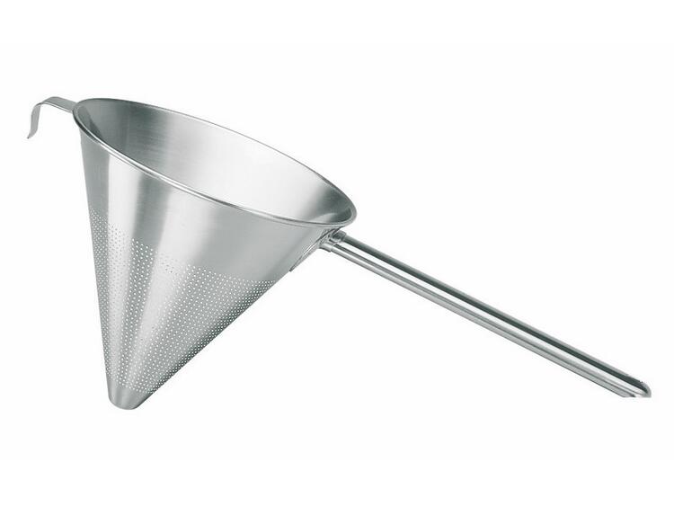 CHINOIS CONICO ACCIAIO INOX GANCIO APPOGGIO ANTERIORE 1 MANICO CM 16