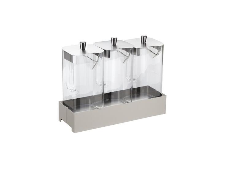 CALEIDO DISTRIBUTORE CON CARAFFE IIN BOROSILICATO  COPERCHIO INOX E BASE COLOR BURRO 