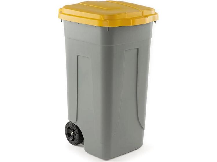 BIDONE CARRELLATO LT.100 CON COPERCHIO GIALLO 