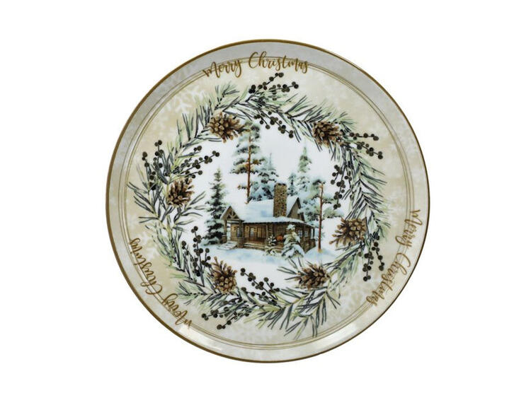 AZ CHRISTMAS CANDLE PIATTO DESSERT PORCELLANA 20 CM