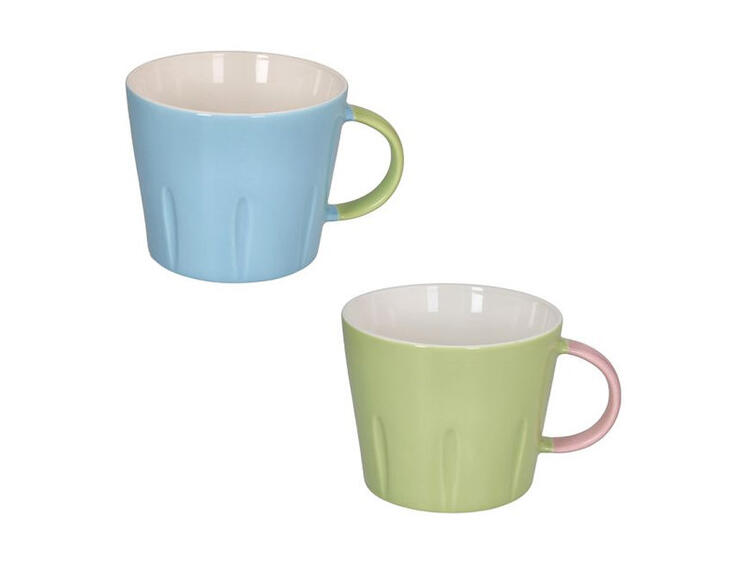 NEW MILK&COFFEE SET 2 MUG NEW BONE CHINA AZZURRO VERDE 45 CL