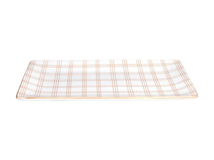 PORTATA QUADRO MANDORLA PIATTO RETTANGOLARE PORCELLANA ROSA 28X16,5 CM 