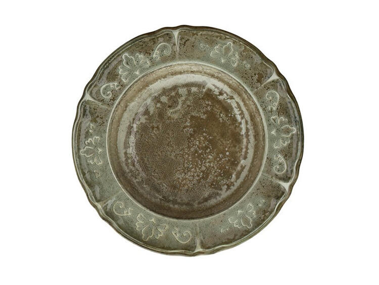RILIEVO RUSTICO PIATTO FONDO PORCELLANA MARRONE 23,5 CM