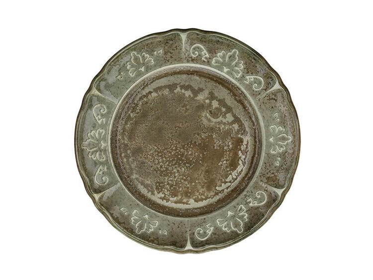 RILIEVO RUSTICO PIATTO PORTATA PORCELLANA MARRONE 31 CM