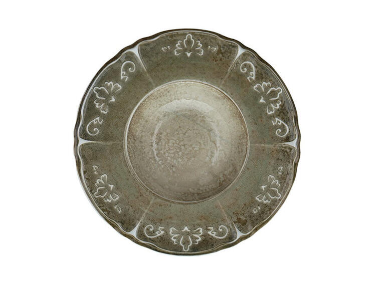 RILIEVO RUSTICO PIATTO FONDO GOURMET PORCELLANA MARRONE 28 CM 