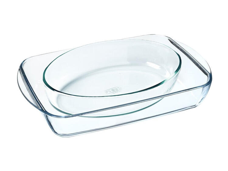 PYREX SET TEGLIE VETRO BOROSILICATO 2,2 L 30X21X6 CM E 2,7 L 35X23X6 CM