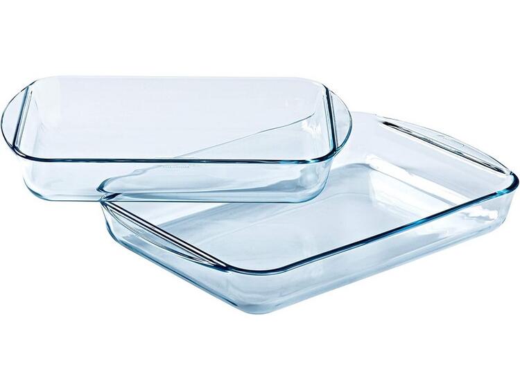 PYREX SET TEGLIE VETRO BOROSILICATO 2,7 L 35X23X6 CM E 3,7 L 39X25X7 CM