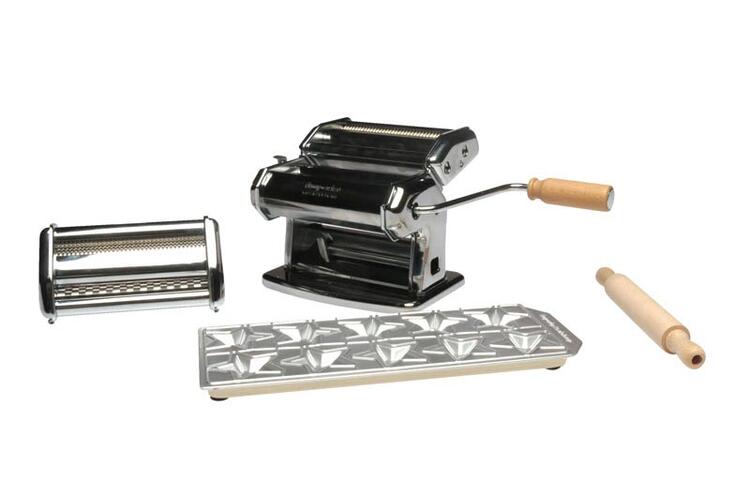 PASTAIA ITALIANA CON 2 ACCESSORI DUPLEX, MATTARELLO E STAMPO RAVIOLAMP STELLINE