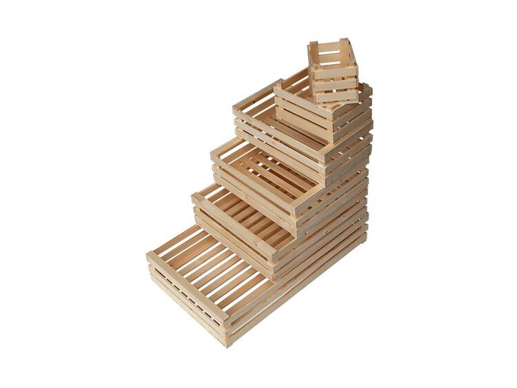 CASSETTINA A 3 LISTELLI CON MANICO IN LEGNO 15X10X18 CM