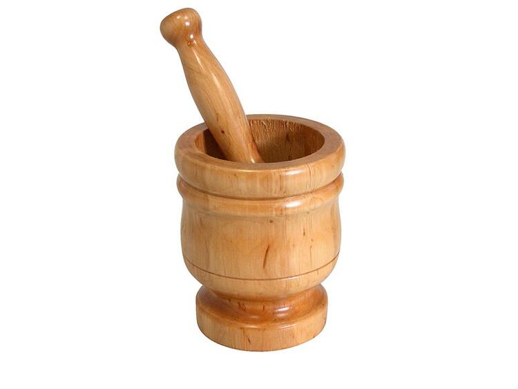 MORTAIO IN LEGNO CON PESTELLO 14X13 CM