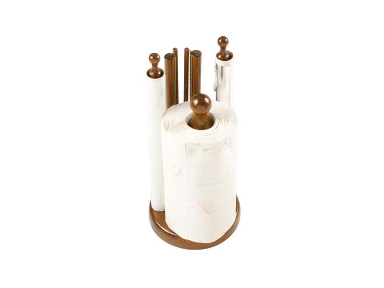 PORTAROTOLI DA TAVOLO 3 POSTI IN LEGNO COLORE NOCE 15X36 CM 