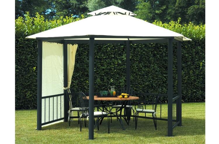 GAZEBO ESAGONALE 3,6 ALLUMINIO  CON TENDE   