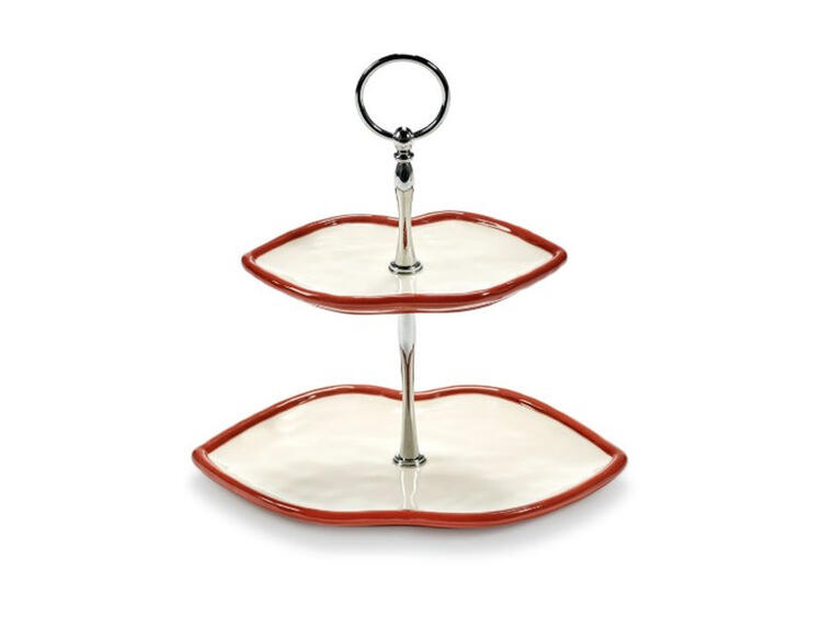 PORTA DOLCI 2 PIANI BIANCO/ROSSO 