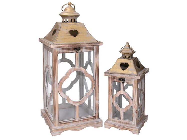SET 2 LANTERNE LEGNO NATURALE 
