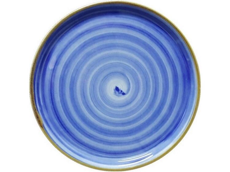 NAPOLI PIATTO PIZZA PORCELLANA SPIRALE BLU ROTONDO CM 33 