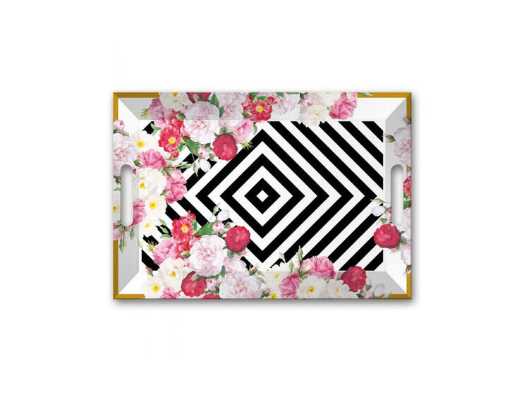 ROSEWOOD VASSOIO C/MAN. RETT.45X30 