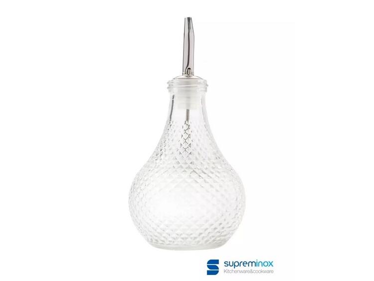 ACETIERA IN CRISTALLO VINTAGE CON BECCUCCIO IN ACCIAIO INOX 340 ML