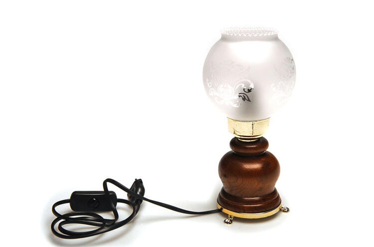 COPPIA LAMPADE LEGNO CON VETRO 