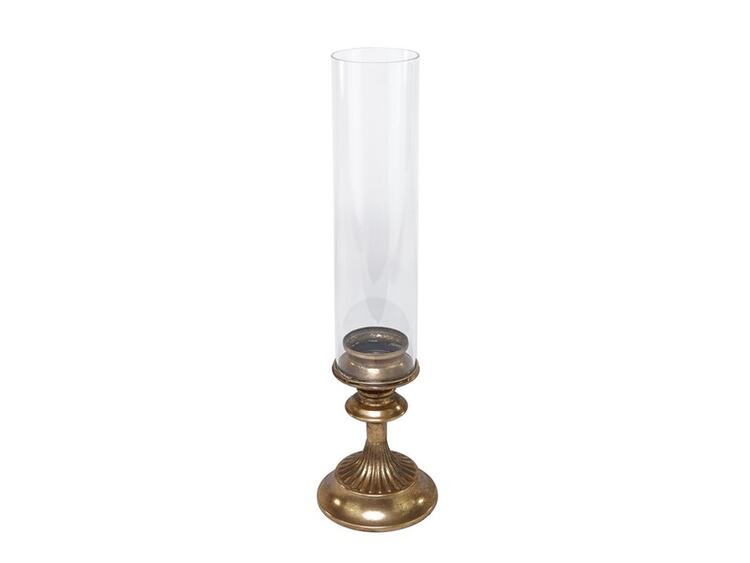 PORTACANDELA ORO D.12X45 VETRO/META 