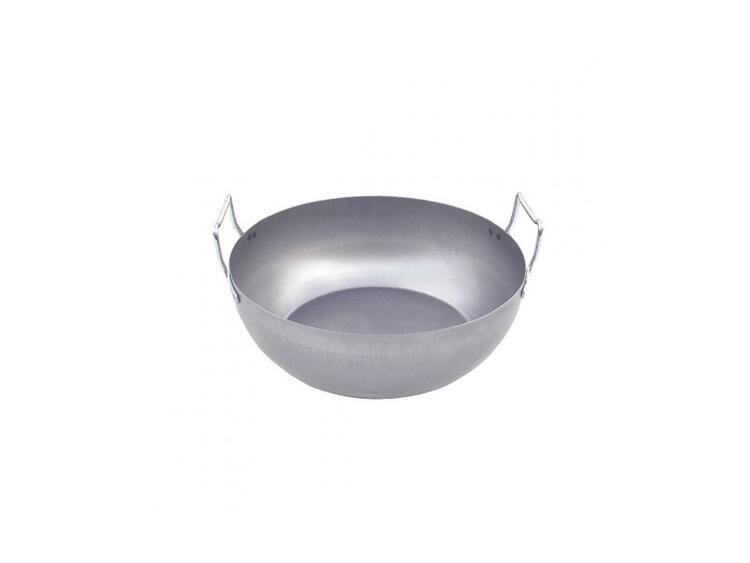 CARBONE PLUS BACINELLA FRITTURA BOMBATA ACCIAIO SENZA COPERCHIO 2 MANIGLIE CM 32