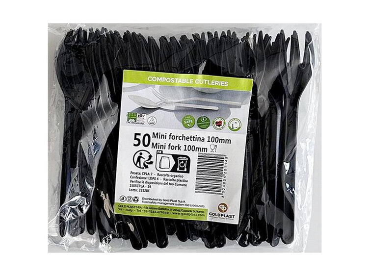 GOLD PLAST FORCHETTINA NERO CPLA 10 CM PEZZI 50