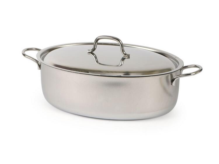 CASSERUOLA OVALE CM.38 INOX C/COP. 