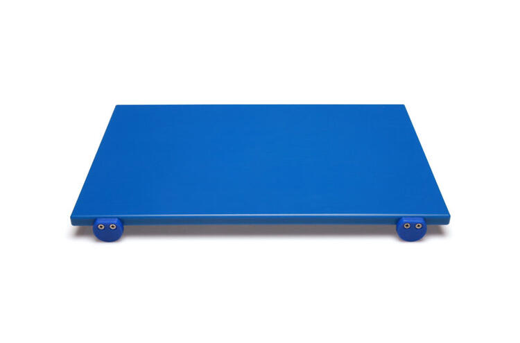 TAGLIERE IN POLIETILENE  BLU 60X40X2 CON FERMI DI BATTUTA E VITI INOX 