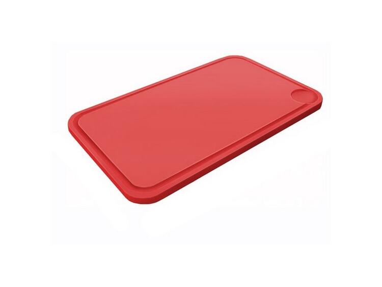 TAGLIERE IN POLIETILENE ROSSO 50X40X2 CON FERMI DI BATTUTA E VITI INOX 