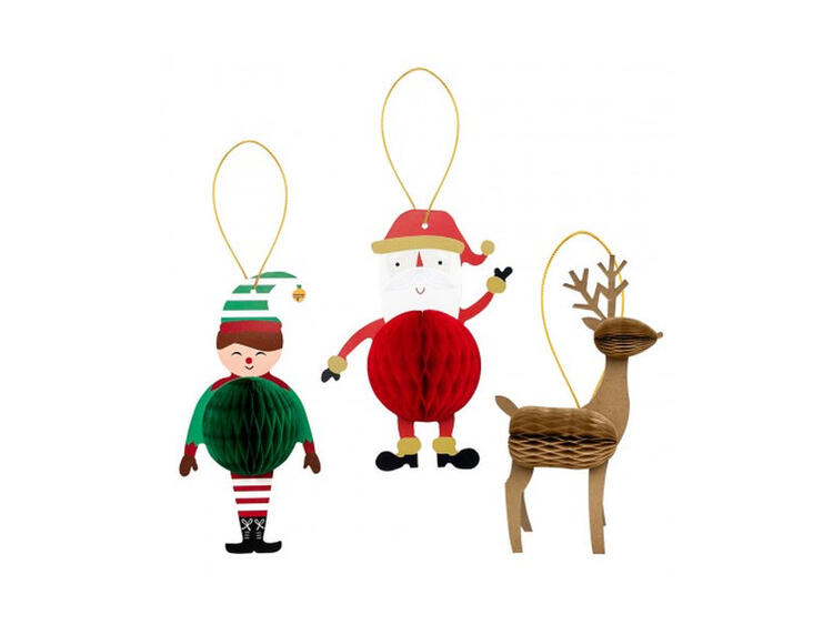 DECORO CARTA PZ.3 SANTA CLAUS ELFO 